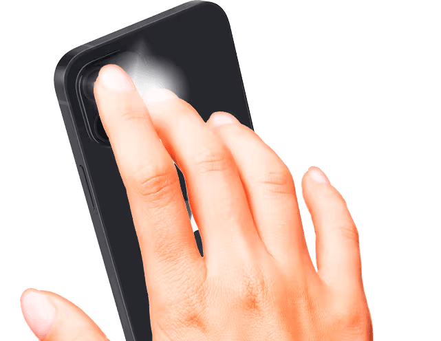 Finger on iPhone camera measuring heart rate